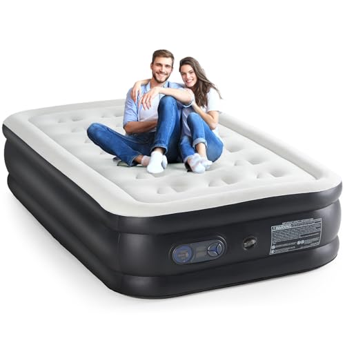 KMFurnila Twin Air Mattress with Built-in Pump, Inflatable Blow Up Mattress 18' Raised for Home,...