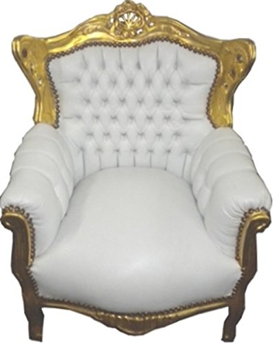 Casa Padrino Barock Kinder Sessel Weiß/Gold - Barock Kinder Möbel