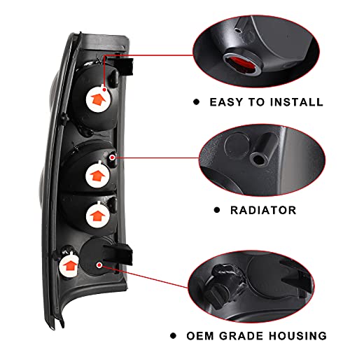 Roxx Tail Light Assembly Compatible With 1999 2000 2001 2002 2003 2004 2005 2006 Chevrolet Silverado 1999-2003 Gmc Sierra Driver And Passenger Side (Glossy Black/Clear Lens-16) #TOP2