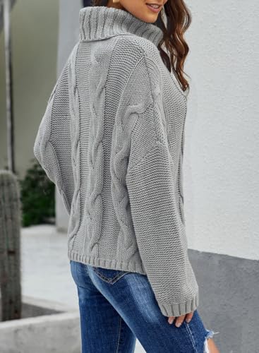 Image of Dokotoo Womens Sweaters Turtleneck Cable Knit Chunky Pullover Fall Outfits