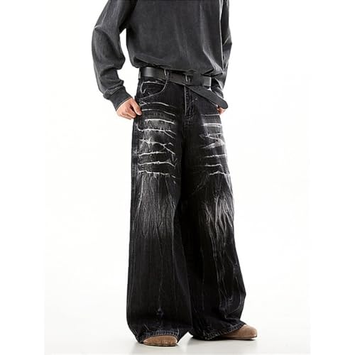 Washed Jeans Men Tie Dye Y2k Baggy Jeans Men Draped Parachute Emo Distressed Wide Leg Denim Pants3