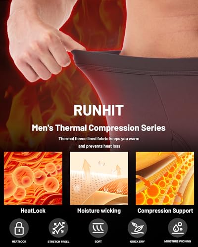 Runhit Long Johns for Men Thermal Pants with Fly Long Thermal Underwear Winter Cold Weather Fleece Thermal Bottoms, Grey, Medium4