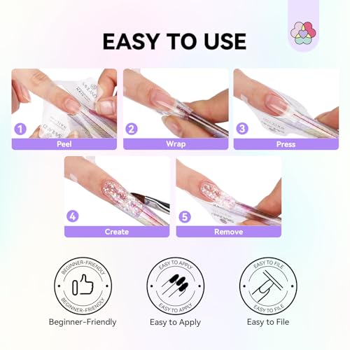 Image of SAVILAND Plus Nail Forms: Reusable Sticky Nail Form for Builder Gel Super Adhesive Nails Extension Forms for Acrylic Nails with Precise Length Guide | Super adhesive paper extensions with precise length guide. Perfect DIY manicure tools for professional salon.