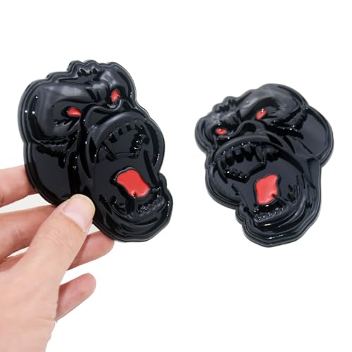 Image of 2 Pcs ngry Gorilla Ape Angry Side Rear Emblems 3D Badge Car Truck Motorcycles Decal Sticker (Black Red)