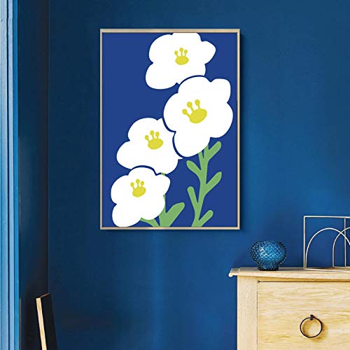 Affiche Florale Japonaise Noir Blanc Salon | Peinture Toile Style Nordique 50x70cm