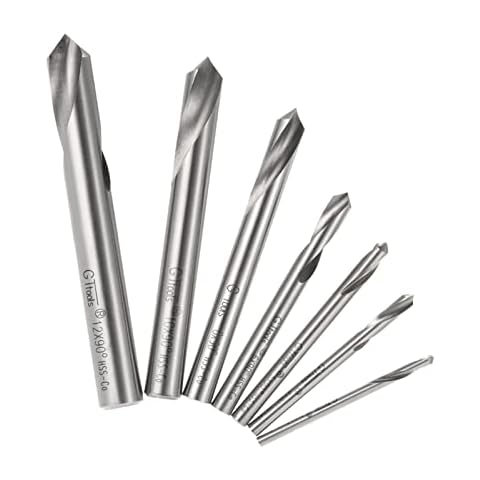 Geevorks Spotting Drill Bit, M42 HSS High Speed Steel Drill Bit Set,7PCS 90 Degree Drilling Chamfering Tool - 3 4 5 6 8 10 12mm Cover