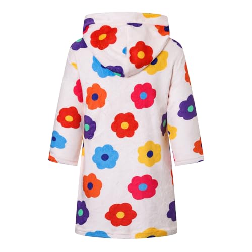 Image of Boys Girls Bathrobes,Toddler Boy Girl Robes,Children's Plush Soft Coral Fleece Hooded Pajamas Sleepwear for Kids