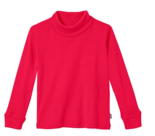 Image of City Threads Boys and Girls Solid Color Turtleneck Shirt Base Layer for Sensory Friendly for Sensitive Skin SPD - School Base Layer Fall Winter, Candy Red, 7
