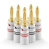 Nakamichi バナナプラグ banana plugs 24K金メッキ スピーカーケーブルコネクター アルミメタルシェル 12AWG-18AWGゲージサイズ4mm (8個（4ペア）, バナナプラグ)