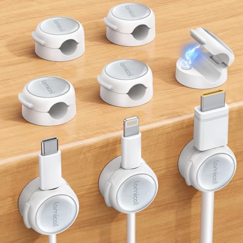 Lamicall 8 Pack Magnetic Cable Clips Cord Organizer - [Crystal-Clear & Silver Shine] Aesthetic...