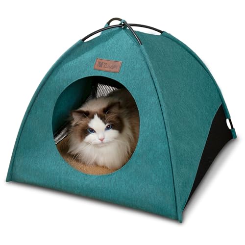 Pop Up Cat Tent Indoor/Outdoor &ndash; Pyramid Cat House for Cats up to 16.5 lbs, Waterproof Breathable...