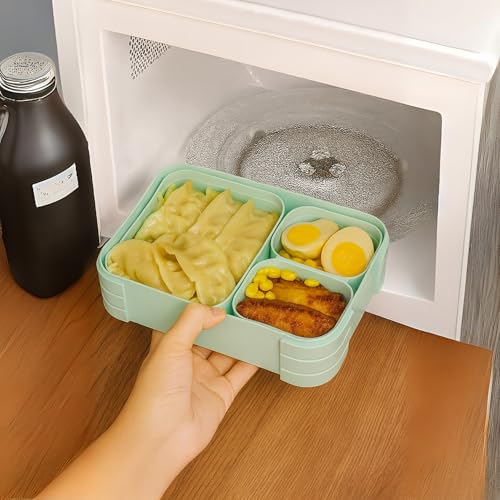 Image of daiDokoro 3 Removable Compartment - 1100 ML Bento Lunch Box | Compact BPA Free, Leak-Proof, Microwave & Dishwasher Safe Tiffin for Office Use, School & Travel (Viridian Green)