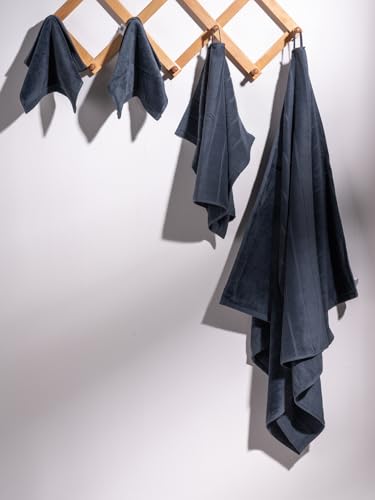 Image of DAMENSCH 100% Cotton Towels, Super Soft Towels Set, Ultra Absorbent Towel for Women, Quick Dry Face Towel for Men, Long Lasting Colours Bath, Hand and Face Towels-Twilight Grey