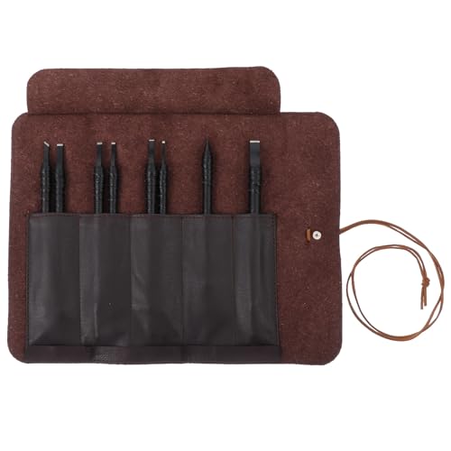 WRITWAA Kit de Cinceles de Acero Tungsteno para Grabado en Madera y Escultura en Piedra, Herramientas Manuales Funda para Manualidades y Artesanía