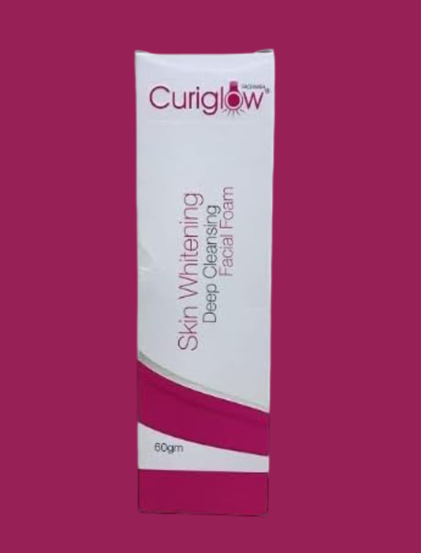 Curiglow skin whitening Facial foam face wash for Healthy, Soft and Smooth Skin | Removes Dirt, Impurities and Excess Oil | Suitable for All Skin Types | 60gm (Pack of 1)