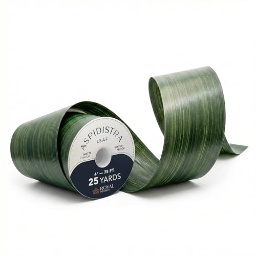 Royal Imports Green Aspidistra Leaf Floral Ribbon Wide Faux Poly Satin Waterproof Ribbon 4 (#100) for Indoor & Outdoor Wrap for Florist Wedding Bouquet Art & Crafts 25 Yard Roll (75 FT)
