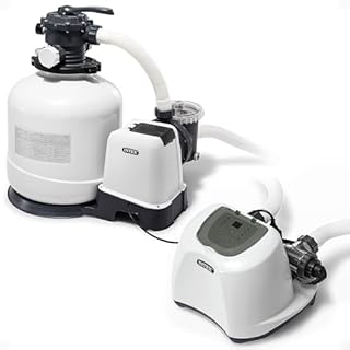 Intex 3000 GPH Sand Filter Pump with Built-In Timer and Krystal Clear Saltwater System Maintenance Set for Above Ground Outdoor Swimming Pools