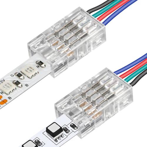 Aroidful 25PCS 4 Pin 8MM SMD LED Strip Light Connectors Gapless Solderless Connectors Strip to Wire Suitable for SMD LED Strip Lights 0-36V 5.5A [Energy Class A]