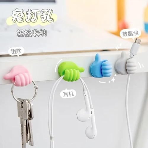 Image of Concepta Creative Silicone Thumb Wall Hook, Multifunction Self Adhesive Cable Organizer Clips Key Hanger, No Punching Nails-Free Utility Hooks Desk Wire Management, Multicolor (Pack of 10 PIS)