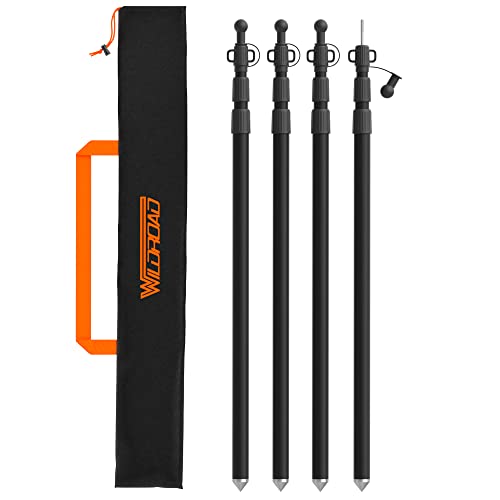 WILDROAD Tarp Poles Tent Poles Canopy Poles 7.7 ft, Telescoping Aluminum Poles with Non-Slip Aluminum Cone Bottom, Portable and Lightweight Camping Gear for Camping and Awnings, Set of 4