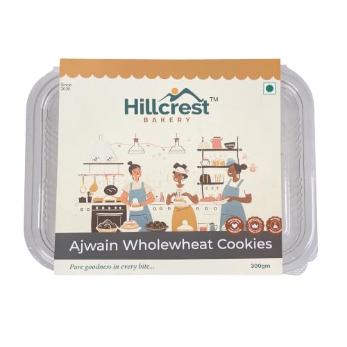 Image of Hillcrest Bakery Ajwain Wholewheat Cookies, 300 Grams | Premium Baked Snack | Crispy & Delicious | Tea Time Treat | Suitable for Everyday Snacking | Hygienically Packed