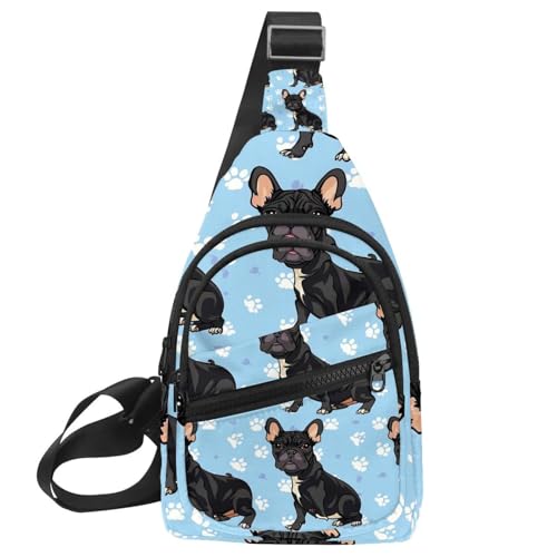 Mochila cruzada de bulldog francés con correa ajustable para manos libres