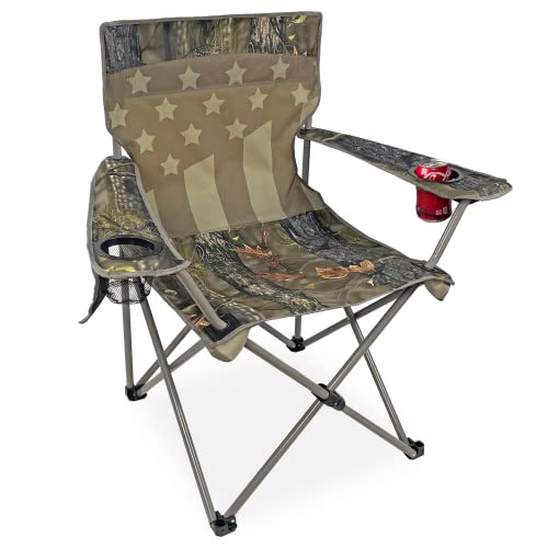 Black Sierra Xl Patriotic Camo Us American Flag Quad Chair, For Camping, Beach Chair, Lawn Chair, Oversize Steel Frame Supports 300 Lbs, Quilted Padding With Cupholders Usa American Flag #TOP4