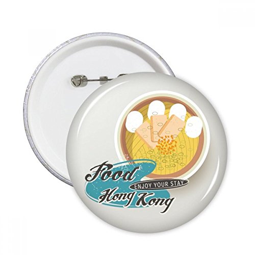 Hong Kong Ramen pin vêtement badge rond décoration sac broche Chine multicolore 5pcs