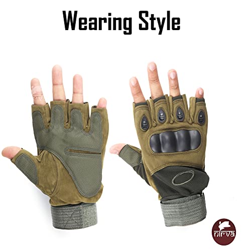 NIRVA WITH DEVICE OF WOMEN PICTURE Tactical Half Finger Gloves for Sports,Hiking,Cyclling,Travelling,Camping,Outdoor (Size XL)