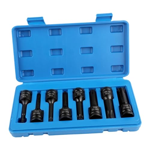 Ronyme 8 stuks sterdoppen bits 1/2" aandrijving met opbergkoffer Repce Parts sterdoppenset voor apparaten auto's