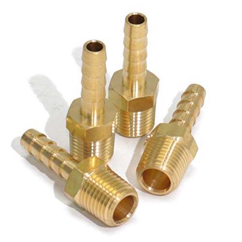 KOOTANS 4pcs 1 4  Hose Barb to 1 4 NPT Male Brass Quick Coupler Air M Type Fitting Quick-Connect Fitting
