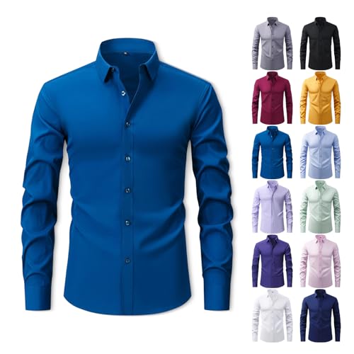 Marcivo Dress Shirt, The Stretch Dress Shirt, Men's Slim Fit Stretch Wrinkle Resistant Long Sleeve Shirts (Peacock Blue,S)