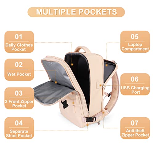 Image of coofay Carry On Backpack Flight Approved Personal Item Travel Backpack For Women Airline Approved Waterproof Sports Luggage Backpack Casual Daypack Small Hiking Backpack