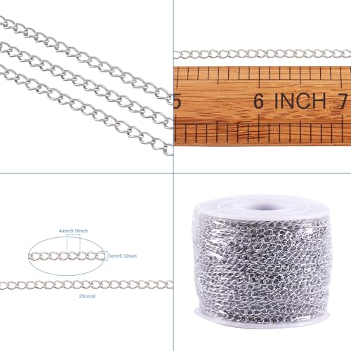 image for PH PandaHall Pandahall 82 Feet/25M Soldered 304 Stainless Steel Curb C