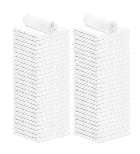 STF Linen Cotton Shop Lot de 50 chiffons de nettoyage absorbants et polyvalents pour automobiles, industries, garage et maison Blanc 35,6 x 35,6 cm