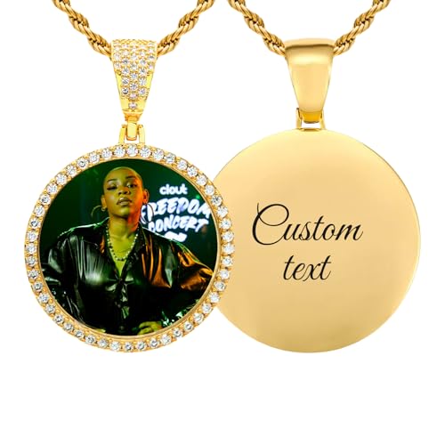 Custom Photo Pendant Necklace with Cubic Zirconia - Picture Necklace Personalized Photo for Men - Elegant Necklace with Picture Inside - Picture Chains for Men Elegant Keepsake Gift