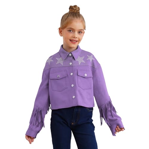 Loyan Little Girls' Button Down Coat Birthday Party Clothes Tassels Jacket Basic Outwear Tops
