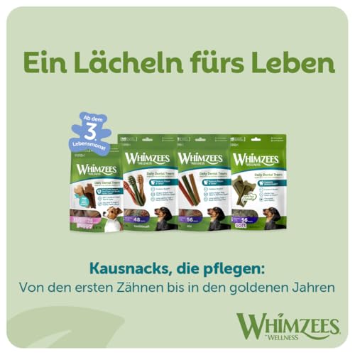 WHIMZEES Zahnbürste S, 24 Stück – Größe S, Kaustangen für kleine Hunde zur Zahnpflege, Getreidefrei, Natürlich, ohne Zuckerzusatz