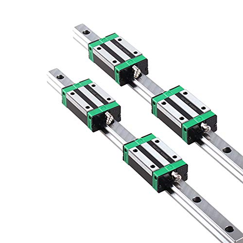 CHUANGNENG Linear Rail 2PCS HGR20 1200mm 47.24 inch Linear Guide Rail + 4PCS Square Block HGH20CA Carriage Type CNC Kit for DIY CNC Routers Lathes Mills