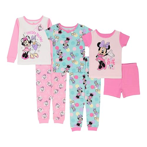 Disney Girls Minnie Mouse 6-Piece Snug-Fit Cotton Pajamas Set Comfortable Nightwear Soft & Cute for Kids UNICORN DREAMS 12M