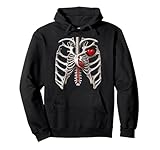 divertente scheletro x-ray love - rib cage simbolo d'amore felpa con cappuccio