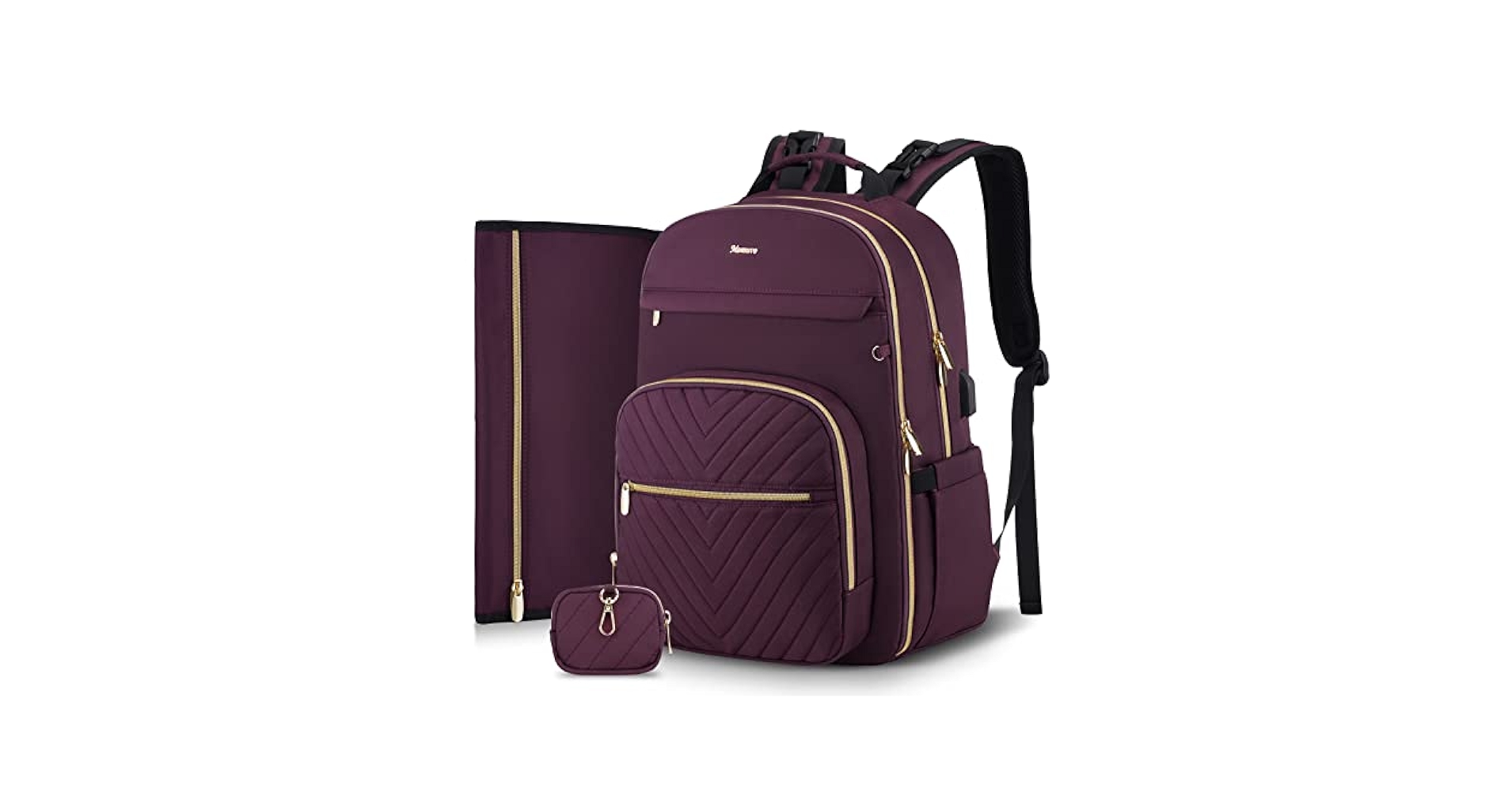 Amazon.com: MOMUVO Diaper Bag Backpack, Quilted Baby Bag