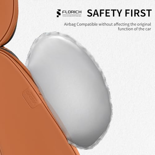 Image of FLORICH Seat Covers, Car Seat Covers Front Seats, Luxury Nappa Leather Seat Covers, Breathable and Waterproof Car Seat Protector 2 Seat, Automotive Seat Covers Universal for Most Cars-Brown&Black