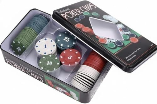 Image of Go Hooked Professional Poker Casino Set with 100 Dual-Toned Gaming Tokens & Dealer Button | Metal Carry Case | Adult Card Games, Parties & Game Nights