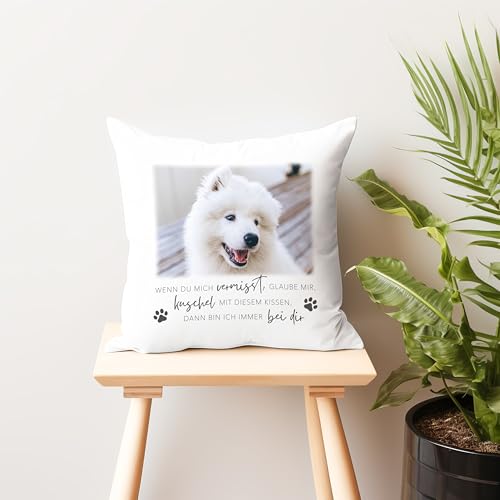 DEL MÀ Unique & Personal Andenken an verstorbenen Hund personalisiert Kissen mit Foto zur Erinnerung & Trauer Dekokissen mit Spruch Hundebesitzer Hundehalter Geschenk 40x40 cm inkl. Füllung