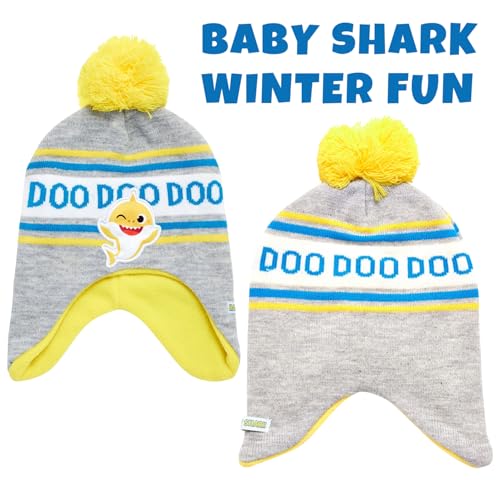 Image of Nickelodeon Boys' Baby Shark Winter Hat and 2 Pairs of Mitten Set (Toddler)