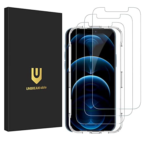 UNBREAKcable 3-Pack Screen Protector for iPhone 12 Pro Max Double Shatterproof Tempered Glass [Easy Installation] [9H Hardness] [99.99% HD Clear] [Case Friendly] for iPhone 6.7 inch