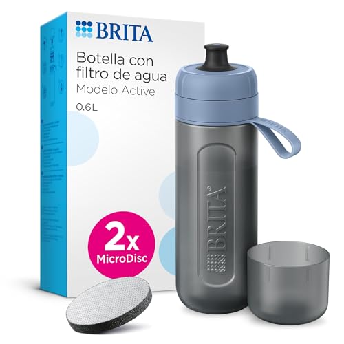 BRITA Botella deportiva Modelo ACTIVE Azul Oscuro (600ml) con 2 f...