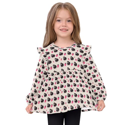 Strawberry Black Sheep Girls Shirts Cotton Long Sleeve Ruffle Toddler Tee Tops3