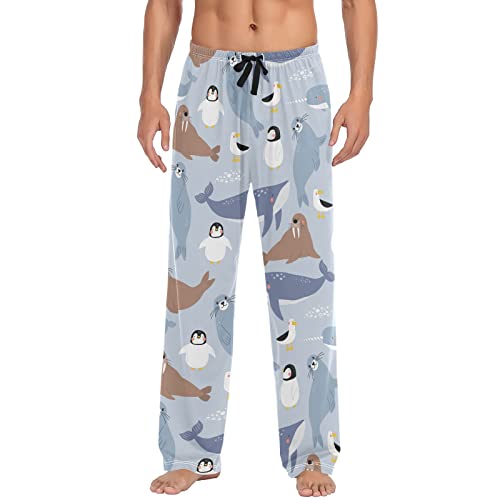 Polar Bear Seal Penguin Walrus Pajama Pants Cute Arctic Animals Men's Pajama Bottoms Lounge wear PJs Pants L